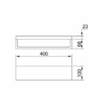 Dimensions for Eneo Matt Black Shelf with towel rail 400mm