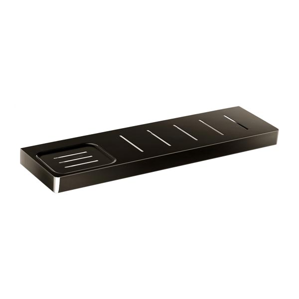 Eneo Matt Black Shelf with drain slots & integrated soap dish