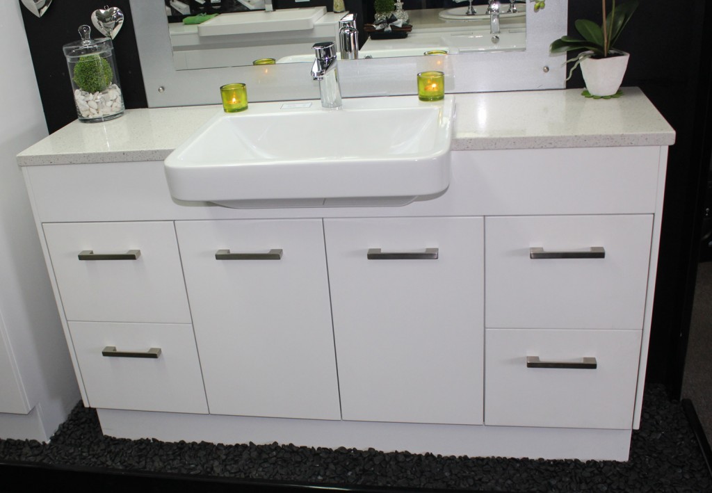 Custom Vanity Unit 1500mm Stone Top Semi Recessed Basin Front Bathroom Supplies In Brisbane 