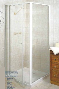 white framed shower screen